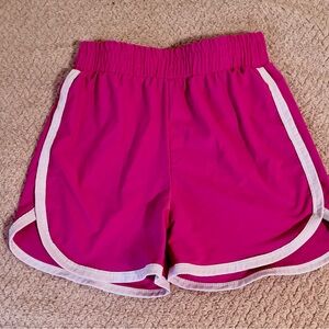 Girls' Bright Pink Athletic Shorts with White Trim